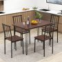 Walnut 5 Pieces Dining Table Set for 4 with Metal Frame for Home Restaurant - Image 6