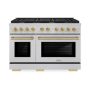 ZLINE - 48 in. Wide 8 Burner Autograph Paramount Dual Fuel Freestanding Satin Steel Range with Bronze Accents - Stainless Steel - Image 1
