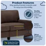 Serta Palisades 73" Track Arm Sofa, Easy Care Polyester, Loveseat or Couch for Small Spaces, Dark Brown - Image 3