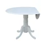 42" Round Solid Wood Dual Drop Leaf Pedestal Table in White - Image 3