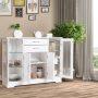 Sideboard Buffet Server Storage Cabinet with 2 Drawers and Glass Doors - Image 2