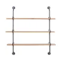 38 in.  x 38 in. Brown 3 Level Wood Wall Shelf with Metal Brackets - Image 2