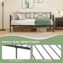 Twin Size Platform Bed with Heavy-duty Metal Slat Support - Black - Image 4