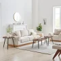 Danya B. Paxton Living Room Nesting Raised Lip Edge 2 Piece Coffee Table Set with Modern Black Metal Taper Legs - Round and Oval - Walnut - Image 4