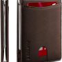 RUNBOX Slim Wallet for Men Genuine Leather RFID Blocking Bifold Minimalist Front Pocket Mens Wallet with Money Clip Thin Gift Box - Oil Brown - 6 Slots - Image 1