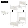 Homfa Full Size Upholstered Canopy Bed Frame for Bedroom, 2 Storage Drawers Platform Bed, Canopy Bed Curtain Not Included, Beige - Image 6