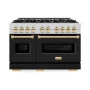 ZLINE - 48 in. Wide 8 Burner Autograph 6.7 cu. ft. Freestanding Classic Double Oven Gas Range with Black Doors & Gold Accents - Black Matte - Image 2