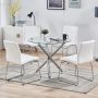 Glass Dining Table, Glass Round Dining Table Kitchen Table with Clear Tempered Glass Top, Modern Dining Table End Table Leisure Tea Coffee Table (Table) - Image 6