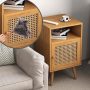 Tolead Rattan Nightstand, Boho Side Table with Handmade Rattan Decorated Drawer, Bedroom, Living Room, Natural - Image 2