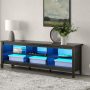 Farmhouse TV Stand for 75 inch TV Wood Television Stand for 65 70 inch TV,Entertainment Center with 6 Storage Cabinets for Living Room, Black - Image 2