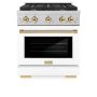 ZLINE - 30 in. Wide 4 Burner 4.2 cu. ft. Autograph Paramount Dual Fuel Freestanding Range with White and Gold Accents - White - Image 1