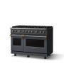 Viking - 48 in. Wide 8 Burner Pro 5 Series 6.1 Cu. Ft. Freestanding Sealed Burner Gas Convection Range with Brushed Brass - Cast Black - Image 2