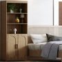 Ktaxon Bookcase, 71" H Bookshelf with Rattan Doors and Adjustable Shelf, Farmhouse Storage Cabinet for Bedroom, Office, Living Room, Study, Brown - Image 2