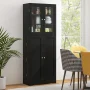 Costway 63.5" Tall Kitchen Pantry Storage Cabinet with Glass Door Storage Shelves Black - Image 5