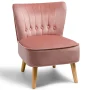 Costway Armless Accent Chair Tufted Velvet Leisure Chair Single Sofa Upholstered Blue - Image 4