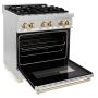ZLINE - 30 in. Wide 4 Burner Autograph Legacy Dual Fuel Freestanding Range with Polished Gold Accents (RAZ-30-G) - Stainless Steel/Polished Gold Accents - Image 4