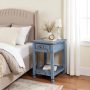Country Cottage 23 in. Wood End Table with Drawer, Rectangular Antique Blue Farmhouse Side Table or Rustic Nightstand - Image 5