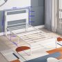 Yoneston 12" Twin Metal Bed Frame with 2-Tire Storage Headboard for Girls, Heavy Duty Platform Bed Frame No Box Spring Bedroom Furniture, White - Image 5