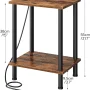 HOOBRO Nightstand 2-Layer End Table with USB Ports and Outlet Living Room Bedroom Rustic Brown BF09UBZ01 - Image 5