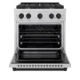 ZLINE - 30 in. Wide 4 Burner 4.2 cu. ft. Autograph Paramount Dual Fuel Freestanding Satin Steel Range with Black Accents - Stainless Steel - Image 2