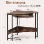 Triangle Corner Desk with Charging Station Keyboard Tray and Storage Shelf - Image 4