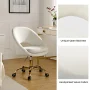 Savas Ivory Upholstered 18 in.-21 in. H Adjustable Height Task Chair with Gold Metal Base and Open Back Design - Image 6