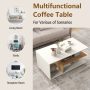 Rectangular Coffee Table with L-shaped Middle Shelf - Image 6
