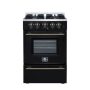 Forno Appliances - 24 in. Wide 4 burner Breno 2.3 Cu. Ft. Freestanding Gas Range with Antique Brass Accents - Black - Image 1