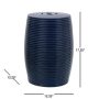Dark Blue Ribbed Porcelain Ottoman - Image 5