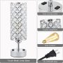 Touch Crystal Lamp with Outlets- Small Sliver Table Lamp with Touch Control, Bedside Lamp Decorative Modern Nightstand Lamp Crystal Lampshade, Bedroom Light for Living Room Sofa Table(Bulb Included) - Image 3