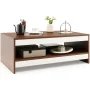 Costway Coffee Table Wood 2-Tier Rectangular Coffee Table W/Storage Shelf Living Room - Image 1