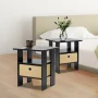 Home Living 15.5 in. Dark Brown and Black Wood Square Storage End Table (Set of 2) - Image 6