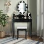 Makeup Dressing Table with Touch Switch Lighted Mirror and Cushioned Stool - Image 3