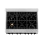 ZLINE - 36 in. Wide 6 Burner 4.6 cu. ft. Autograph Legacy Dual Fuel Freestanding Range in Satin Steel & Black Accents - Stainless Steel - Image 3