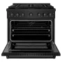 ZLINE - 36 in. Wide 6 Burner 5.2 cu. ft.  Paramount Dual Fuel Freestanding Range with  Convection Oven - Black Stainless Steel - Image 2