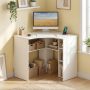 Corner Computer Desk Triangle Home Office Desk with Adjustable Shelf and Arc-Shaped Profile - Image 2