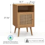 Tolead Rattan Nightstand, Boho Side Table with Handmade Rattan Decorated Drawer, Bedroom, Living Room, Natural - Image 6