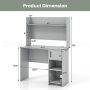 Gray Home Office Desk with Raised Display Shelf and 2 Open Shelves - Image 4