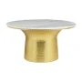 Cupertine 31 in. Gold/Marble Medium Round Marble Coffee Table with Hammered Base - Image 2
