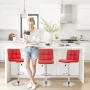 FDW Counter Height Bar Stools Set Of 2 Bar Chairs Height Adjustable Swivel Stool With Back PU Leather Kitchen Counter Stools Dining Chairs,Red - Image 3