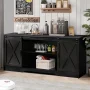 Farmhouse Coffee Bar Cabinet with Storage, 58’’Buffet Sideboard Cabinet with Sliding Barn Doors and 2 Adjustment Shelves, Kitchen Sideboard Cabinet for Dining Living Room - Image 1