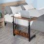 Rolling Adjustable Height Computer Desk Home PC Laptop Table Sofa Bed Side Table - Image 1