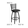 Flash Furniture Hercules Series Commercial Grade Metal Ladder Back Swivel Barstool, Black - Image 4