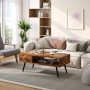 Retro Rectangular Coffee Table with Drawer and Storage Shelf - Image 1