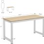 Tribesigns Computer Desk, 55 inch Large Office Desk Computer Table Study Writing Desk for Home Office, Walnut + White Leg - Image 4