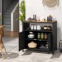 Gray Rattan Storage Cabinet with Acacia Wood Countertop for Poolside Deck and Patio - Image 2