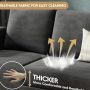 3 Seat L-Shaped Sofa With Linen Fabric Sectional Sofa Couch Movable Ottoman - Image 5