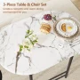 Vineego 3 Pieces Dining Set for 2 Small Kitchen Breakfast Table Set Space Saving Wooden Chairs and Table Set, White - Image 4