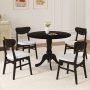 Wooden Dining Table with Round Tabletop and Trestle Legs - Black - Image 4
