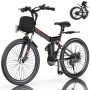 Elifine 500W 26" Electric Bike Folding Electric Mountain Bike, 22Mph, 48V 7.8Ah Battery Foldable Ebike, 21 Speed, Full Suspension Mountain E-bikes for Adults Women Men with 5 Riding Modes - Image 1